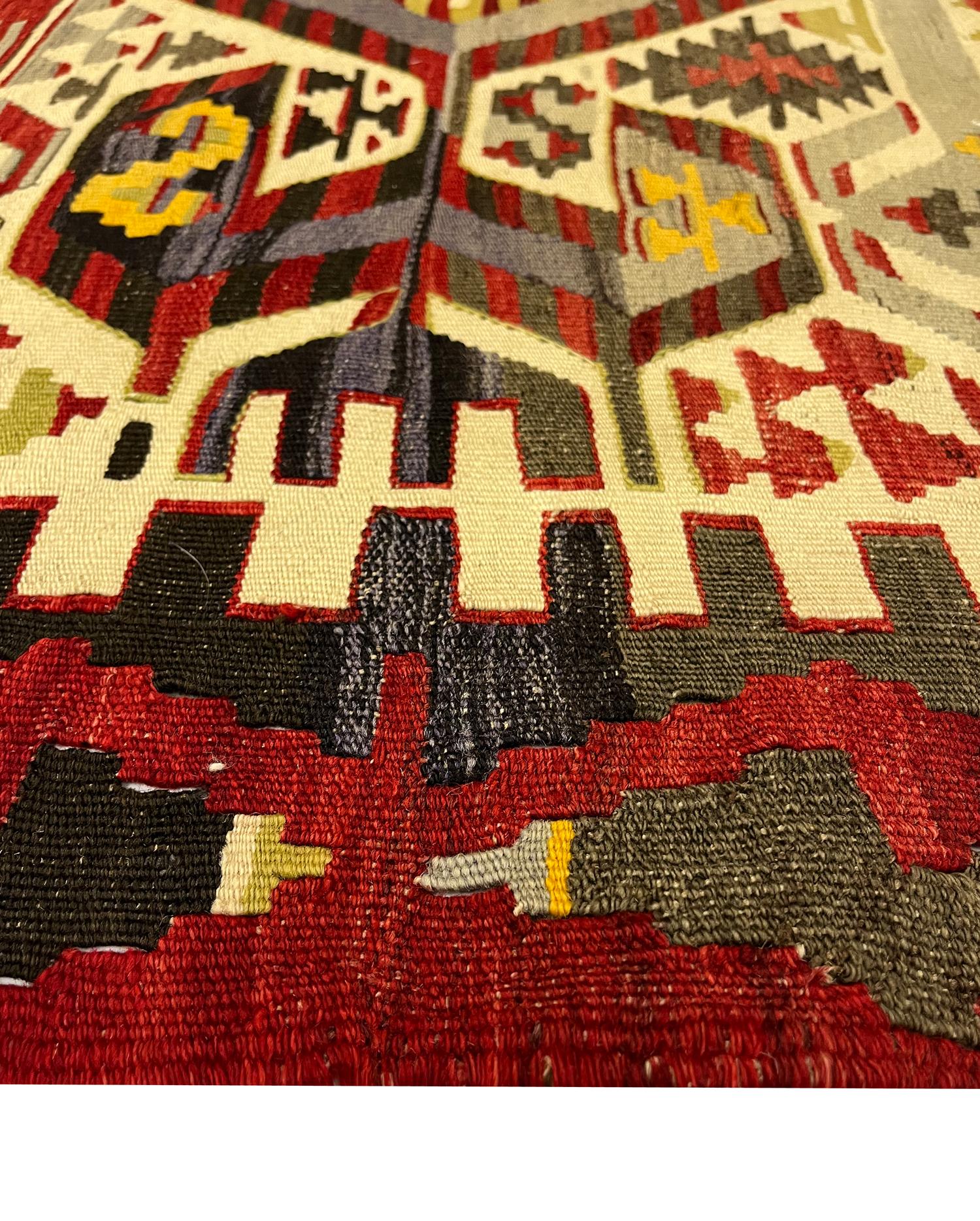 Geometric Kilim Rug Antique Traditional Handmade Carpet Area Rug For Sale 1
