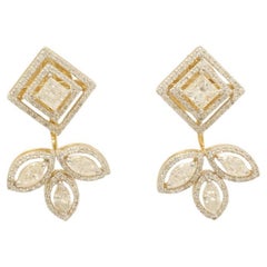 Orecchino geometrico con diamante a raggiera in oro massiccio 14k (certificato)