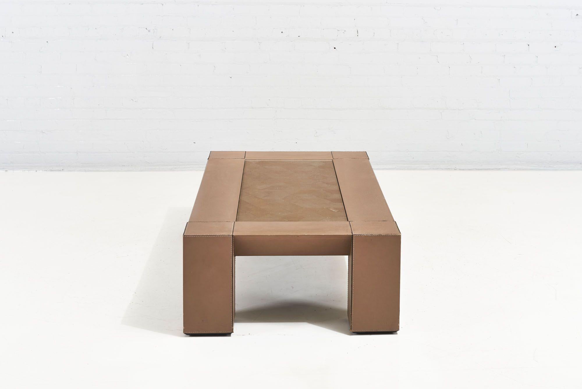 Geometric leather coffee table, Jori Belgium, 1970.