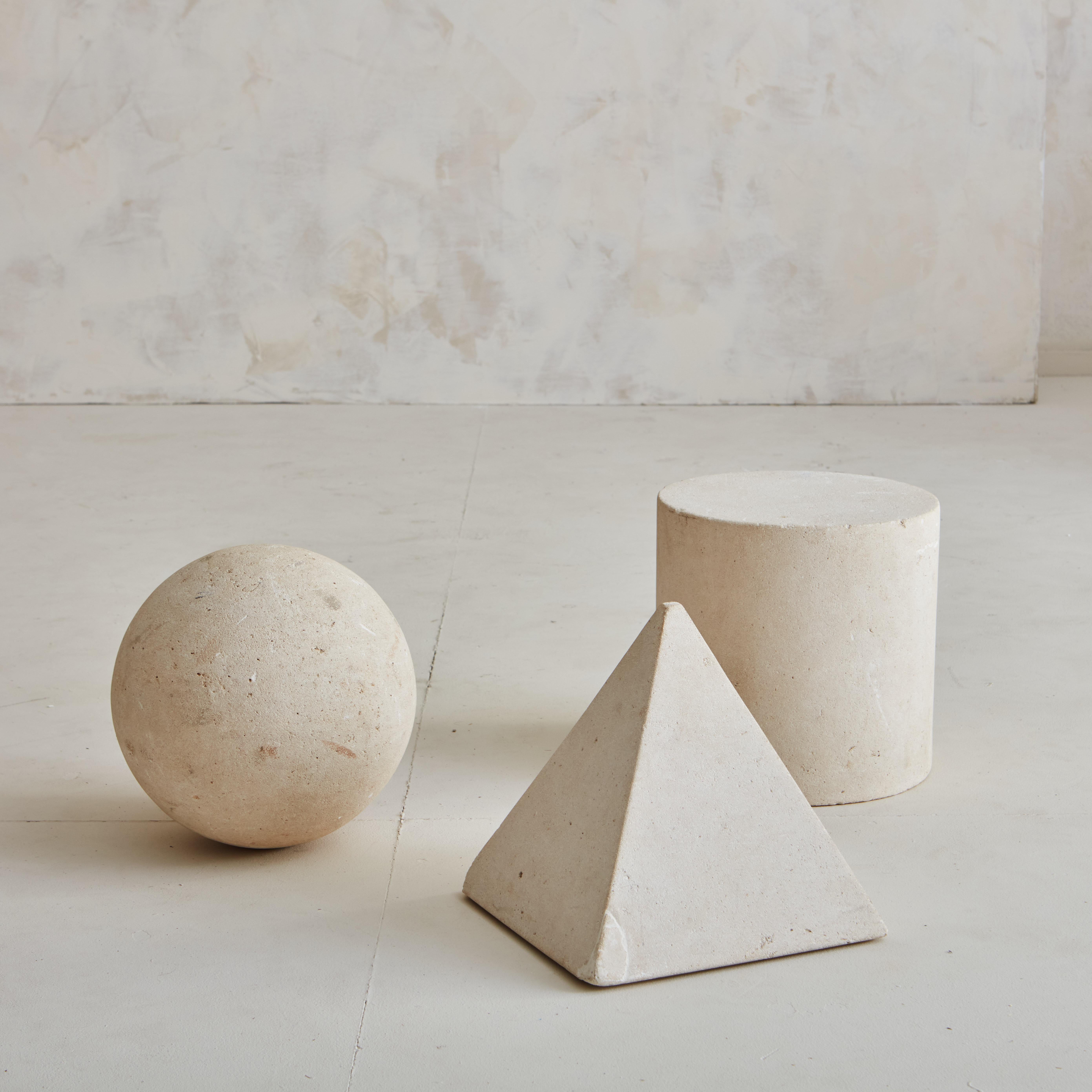 Geometric Limestone Shapes Coffee Table in the Style of Massimo Vignelli 2