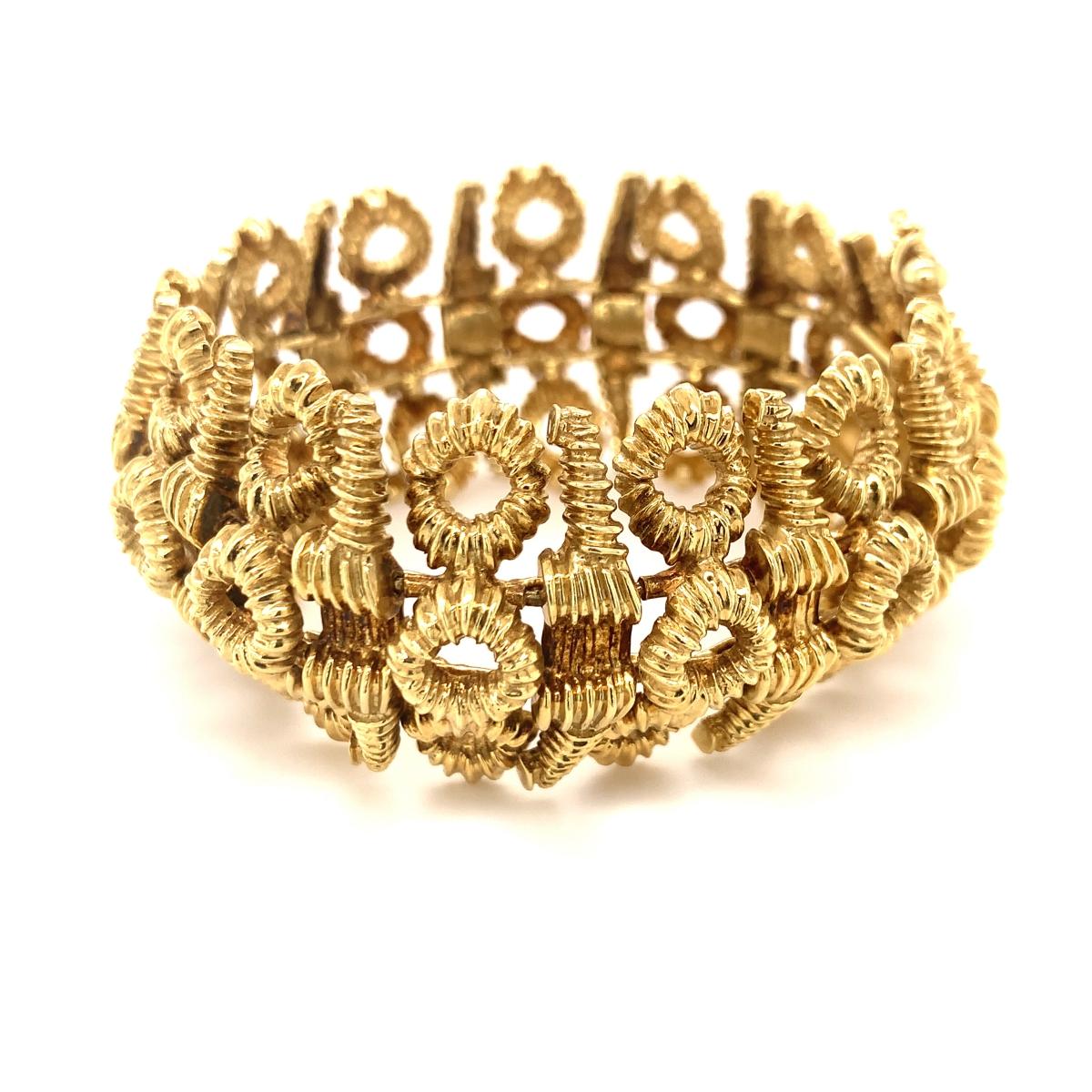 Women's Geometric Link Bracelet in 18k Yellow Gold, circa 1960s For Sale