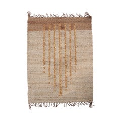 Geometric Lola Gold Lines Handwoven Modern Jute Rug, Carpet and Durrie