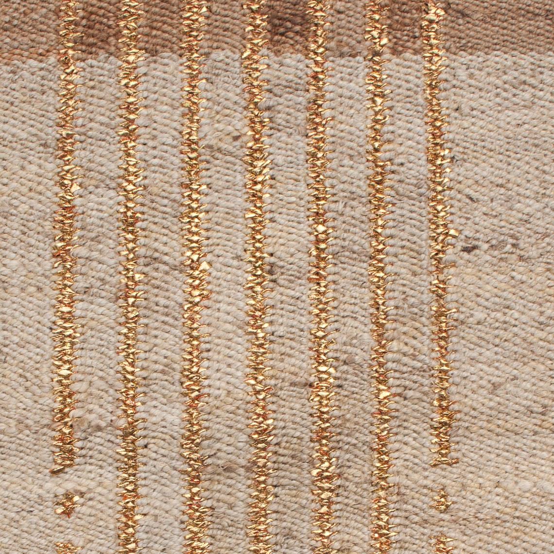 Indian Geometric Lola Gold Lines Handwoven Modern Jute Rug, Carpet and Durrie