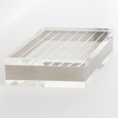 Geometric Lucite and Chrome Decorative Box, Philippe Cheverny Style