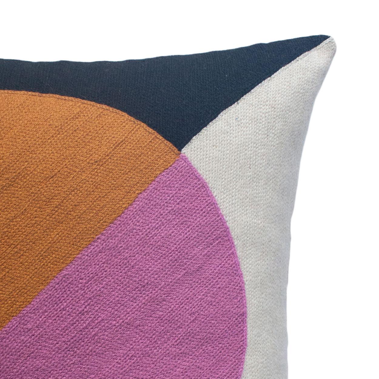Indian Geometric Madrid Circle Hand Embroidered Modern Throw Pillow Cover