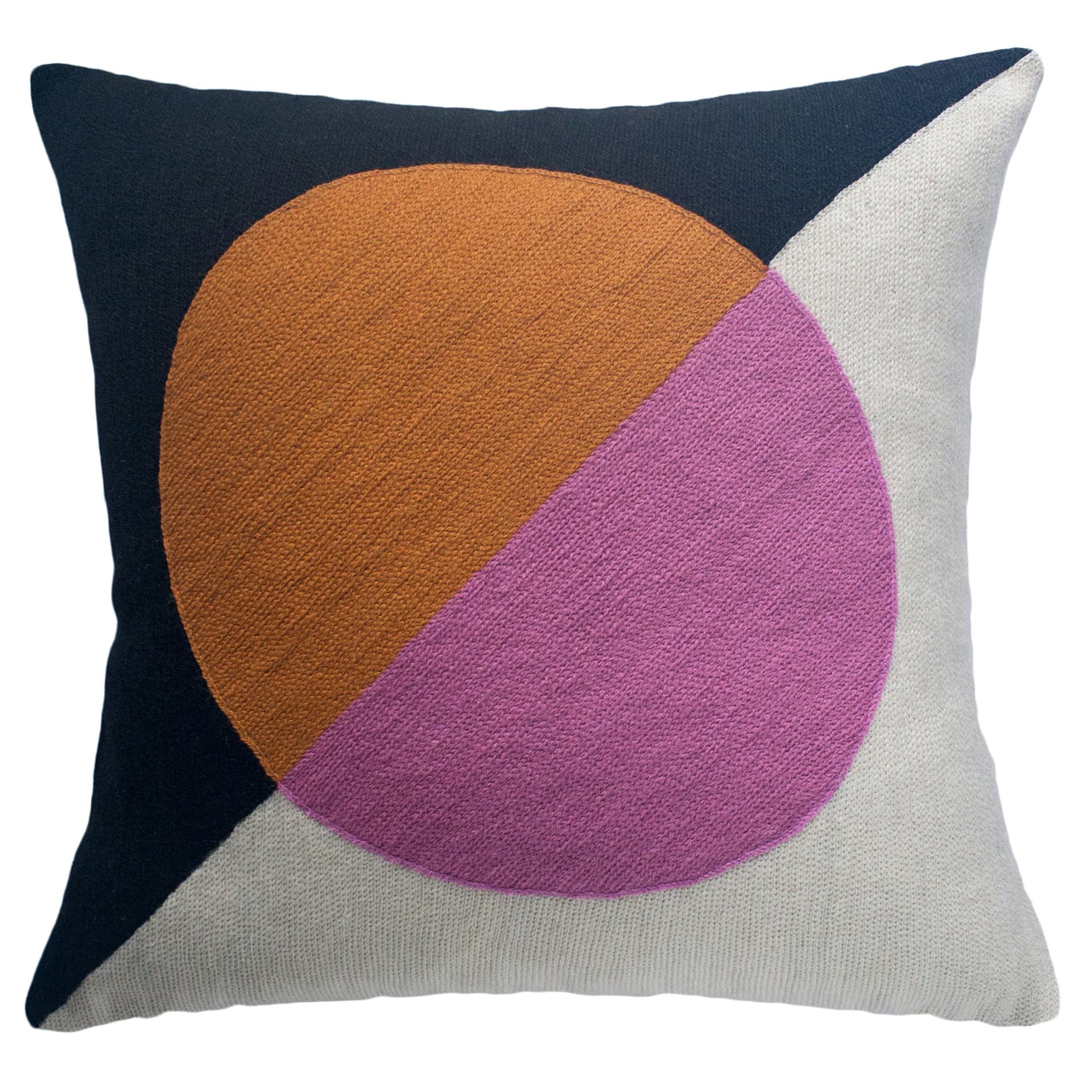 Geometric Madrid Circle Hand Embroidered Modern Throw Pillow Cover