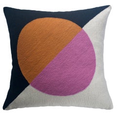 Geometric Madrid Circle Hand Embroidered Modern Throw Pillow Cover