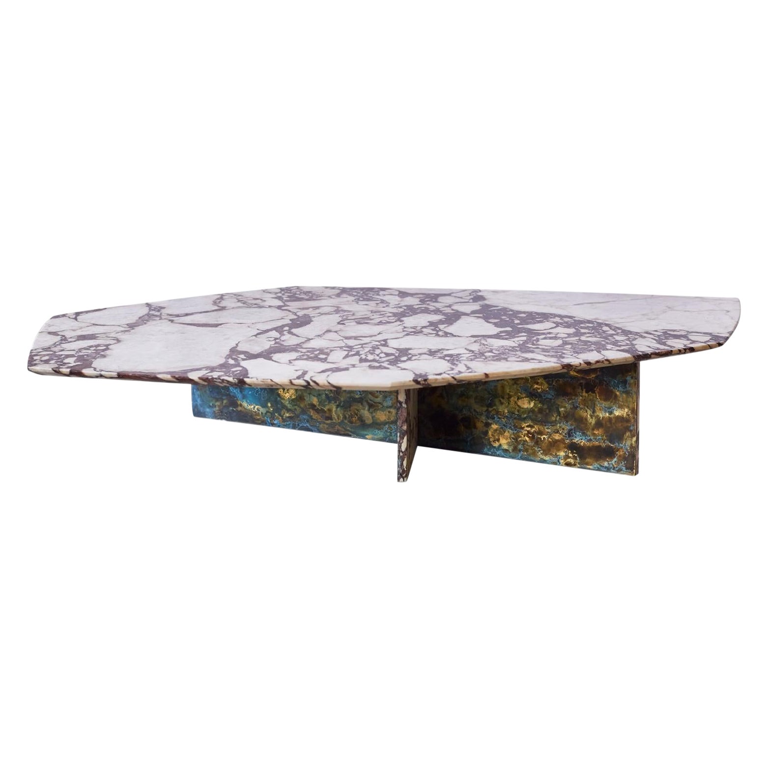 Mesa baja geométrica de mármol y latón II de Atra Design