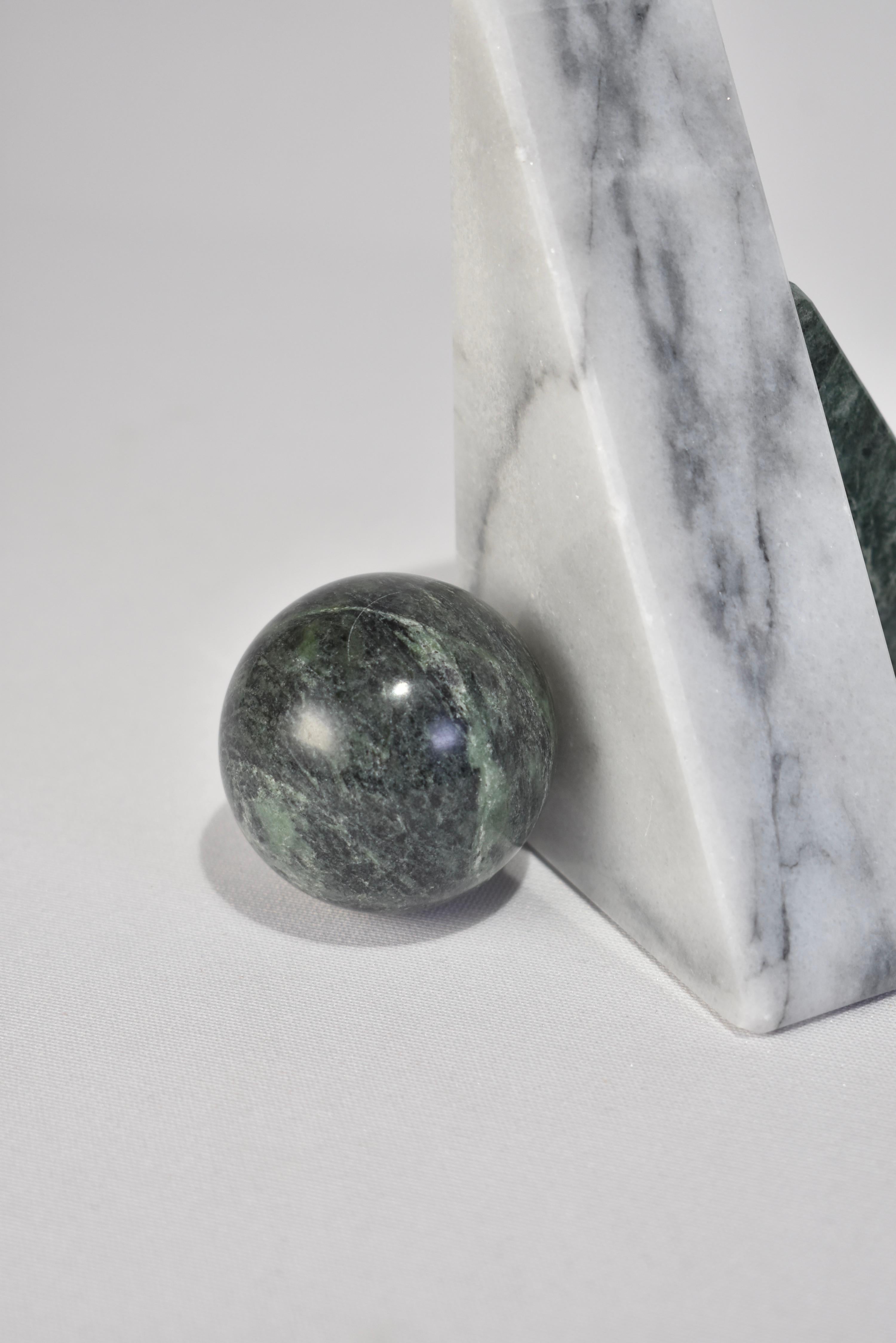 20th Century Geometric Marble Bookend Set