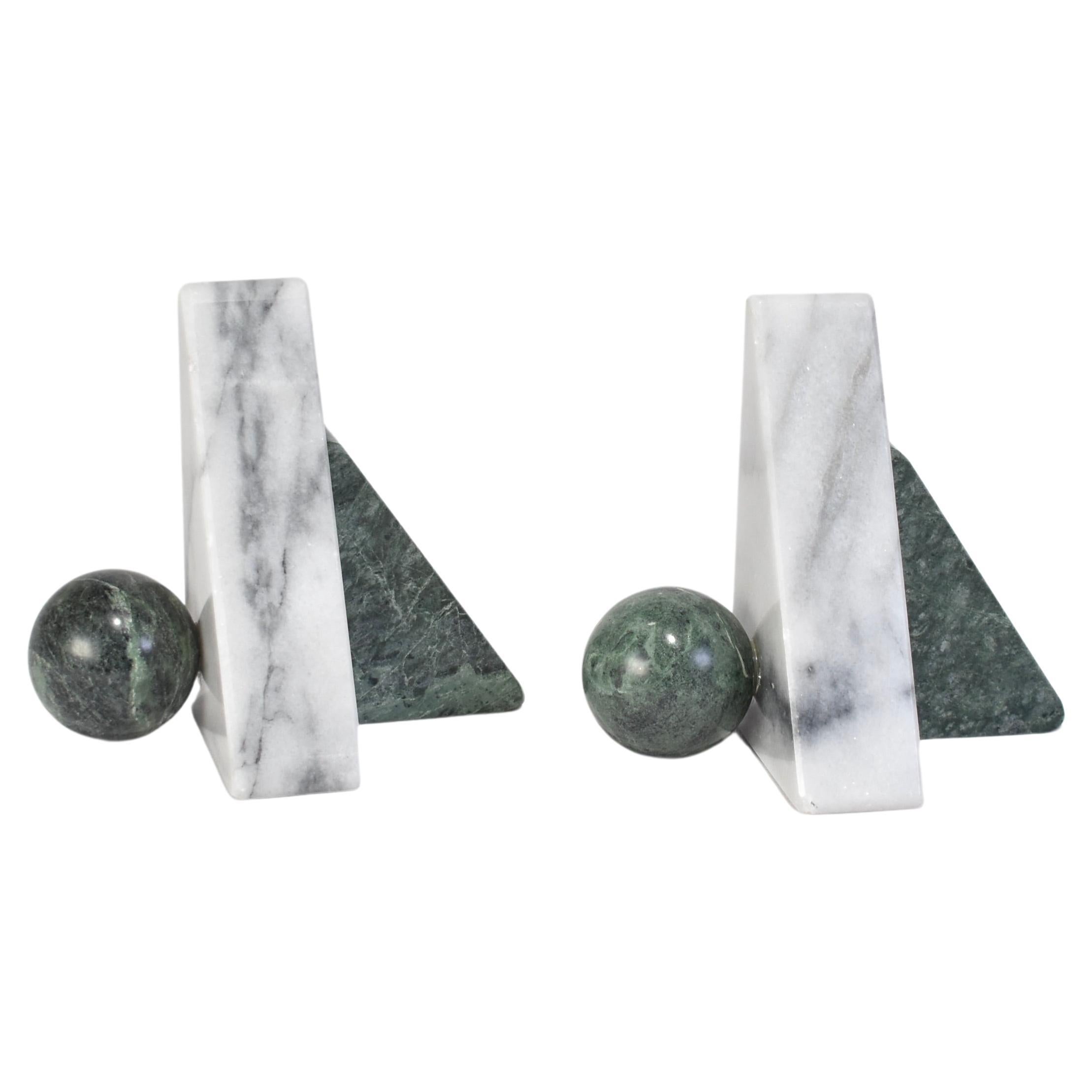 Geometric Marble Bookend Set