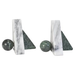 Geometric Marble Bookend Set