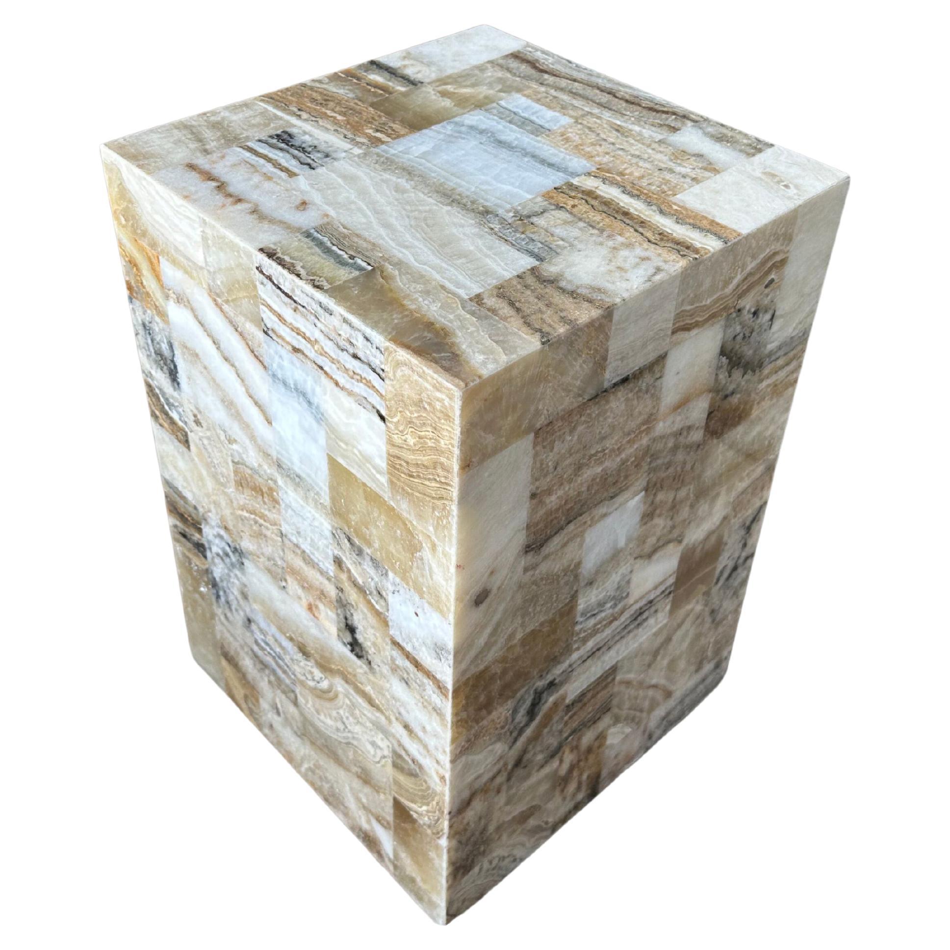 Geometric Marble Side Table, Modern For Sale