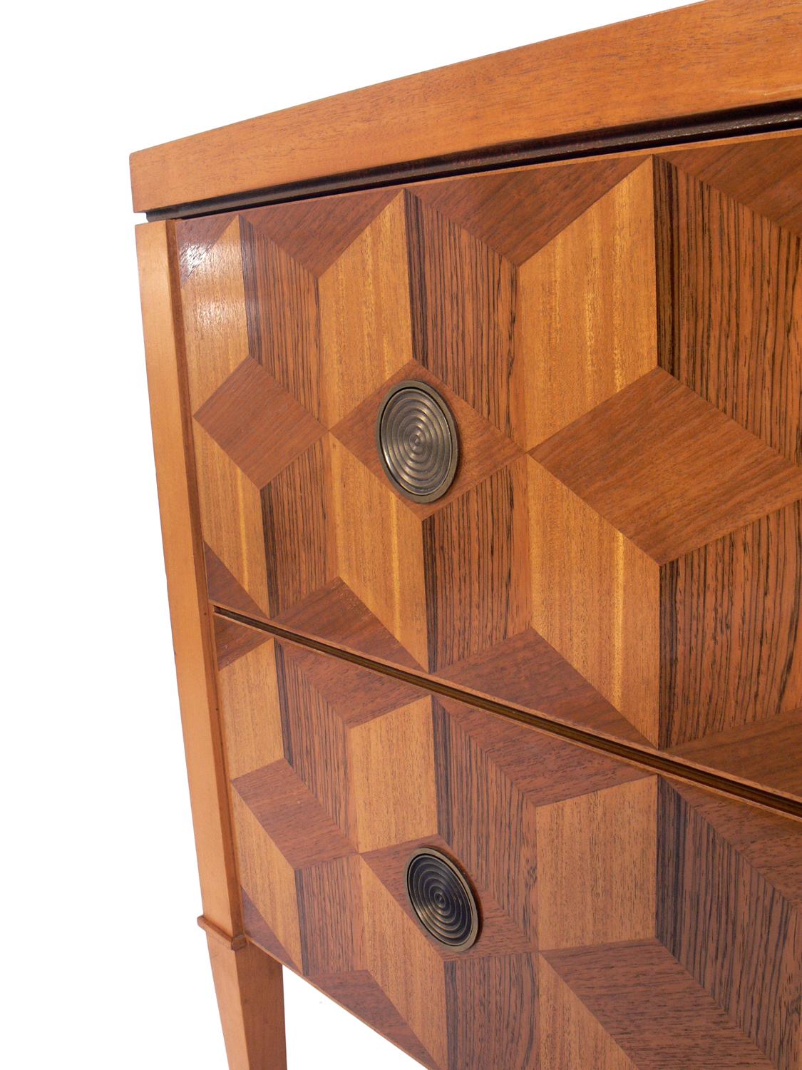 Late 20th Century Geometric Marquetry Chest by Baker