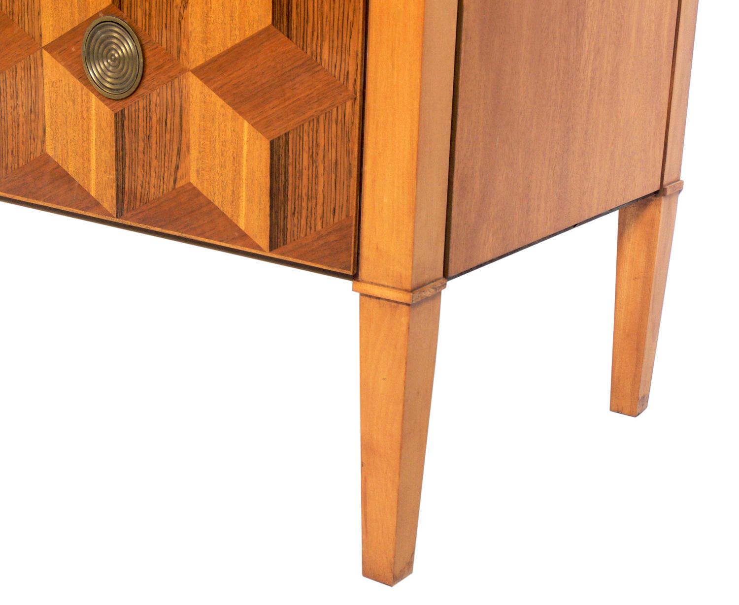 Brass Geometric Marquetry Chest by Baker