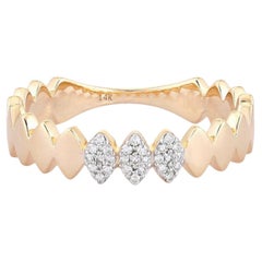 Geometric Marquise Diamond 14K (or 18k upon request) Yellow Gold Band Ring