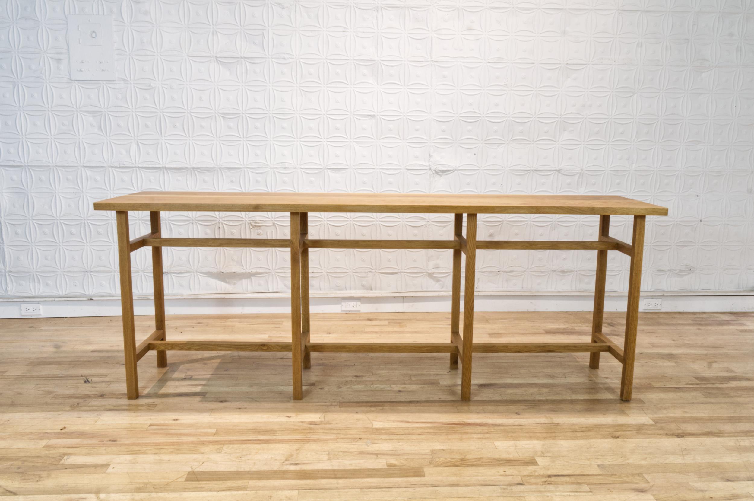 American Geometric Matched Minimal Console Oak Table For Sale