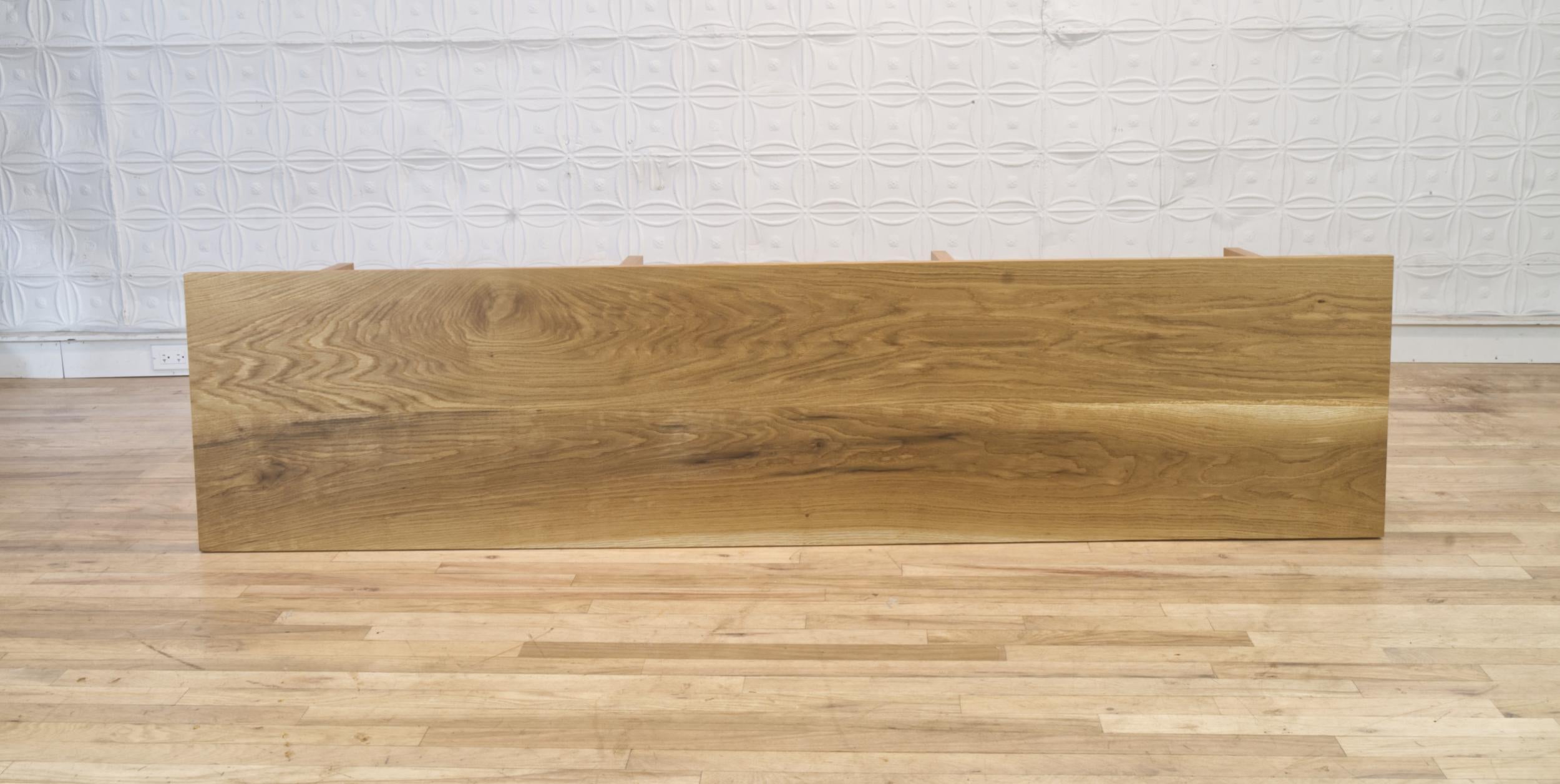 Geometric Matched Minimal Console Oak Table In New Condition For Sale In Brooklyn, NY