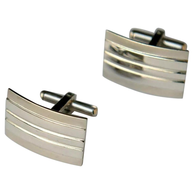 Boutons de manchette pour hommes rectangulaires mats et brillants en or massif 14 carats en vente