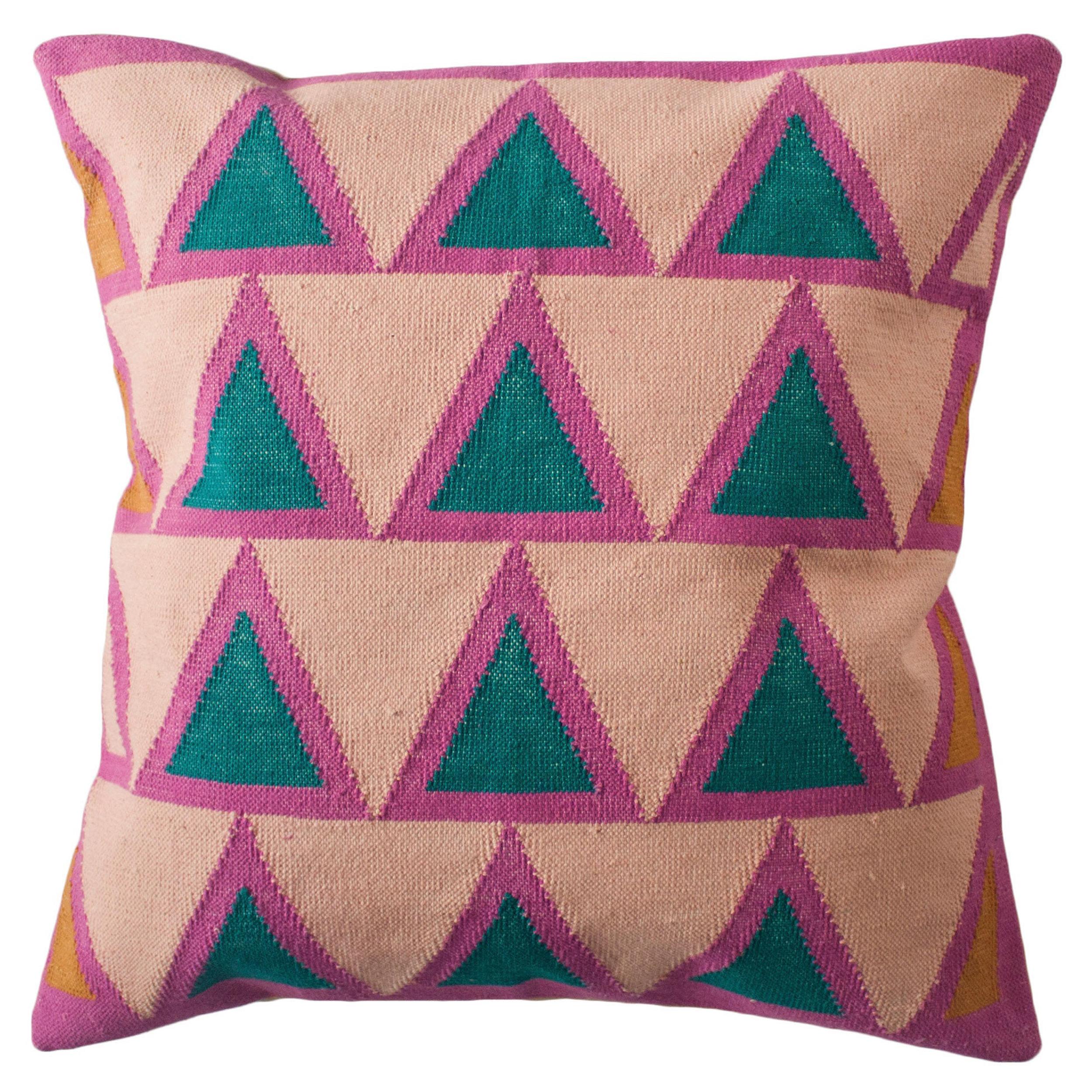Geometric Maya Light Pink Modern Throw Pillow Cover For Sale