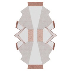 Modern Memphis Design Style Geometric Pattern Hand-Tufted Rug Gray & Pink