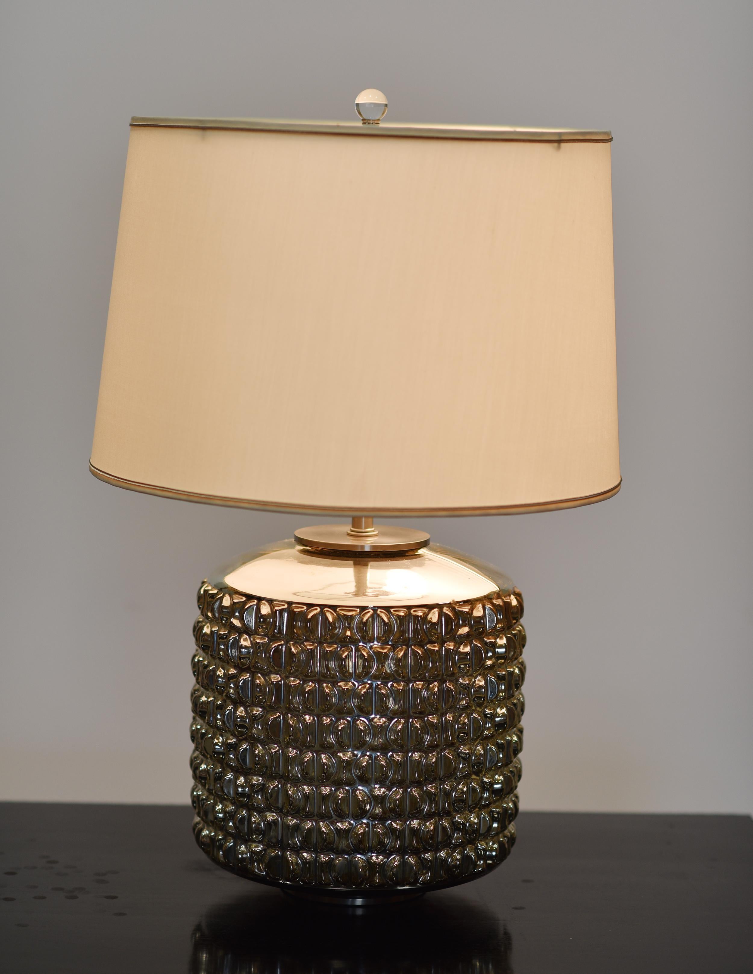 20th Century Geometric Mercury Glass Cylinder TABLE LAMP For Sale