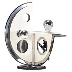 Geometric Metal and Chrome Table Lamp By Esperia, Italy 1970s