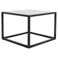 Geometric Metal Coffee Table with Stone Top
