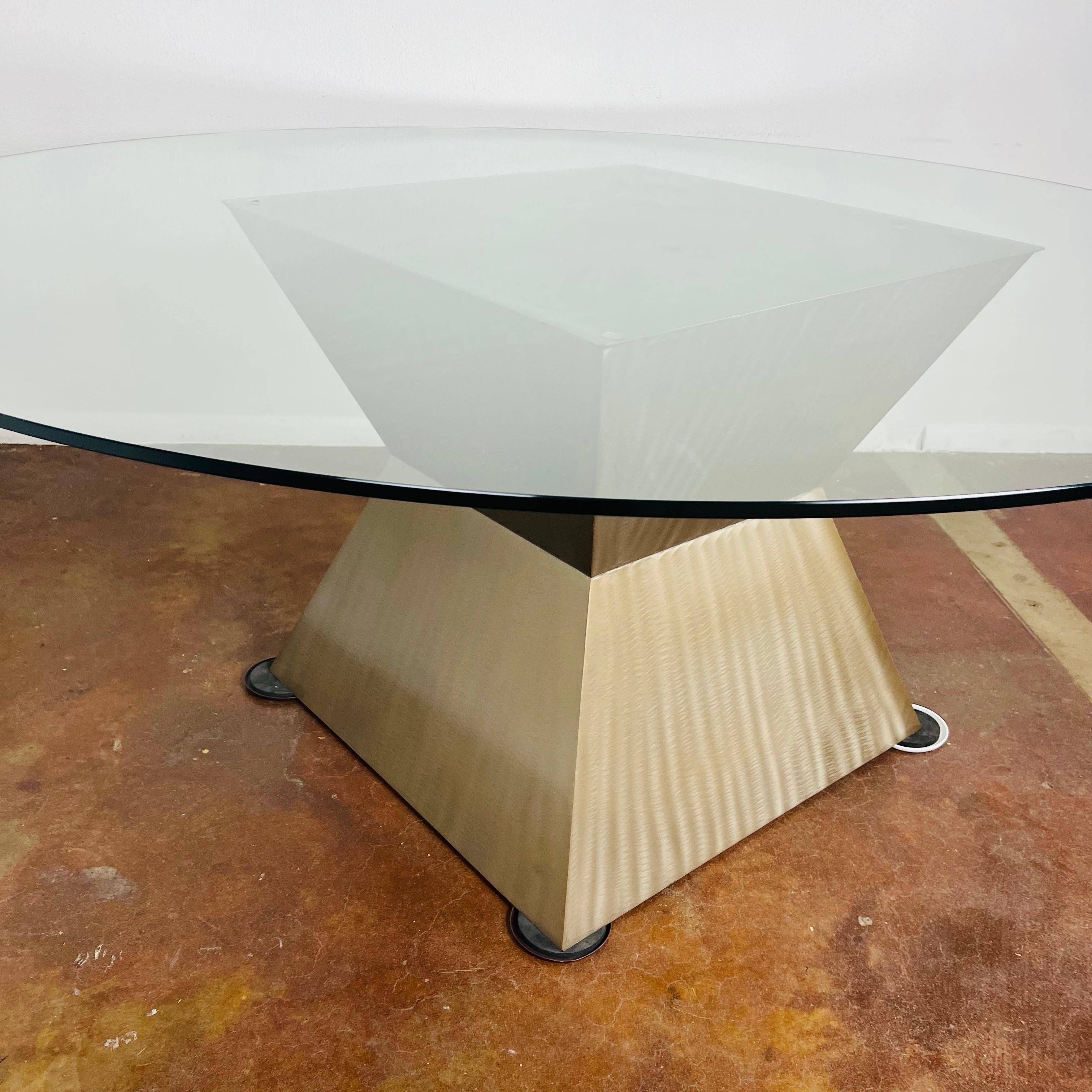 Geometric Metal Pedestal Base Dining Table 5