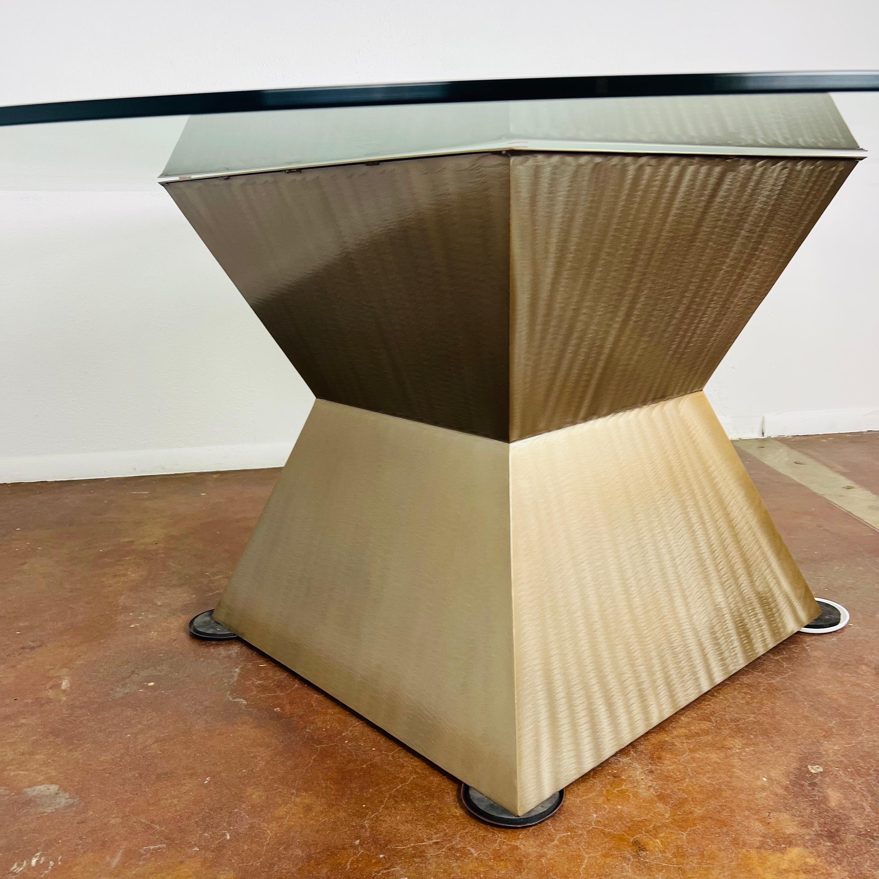 Geometric Metal Pedestal Base Dining Table 6