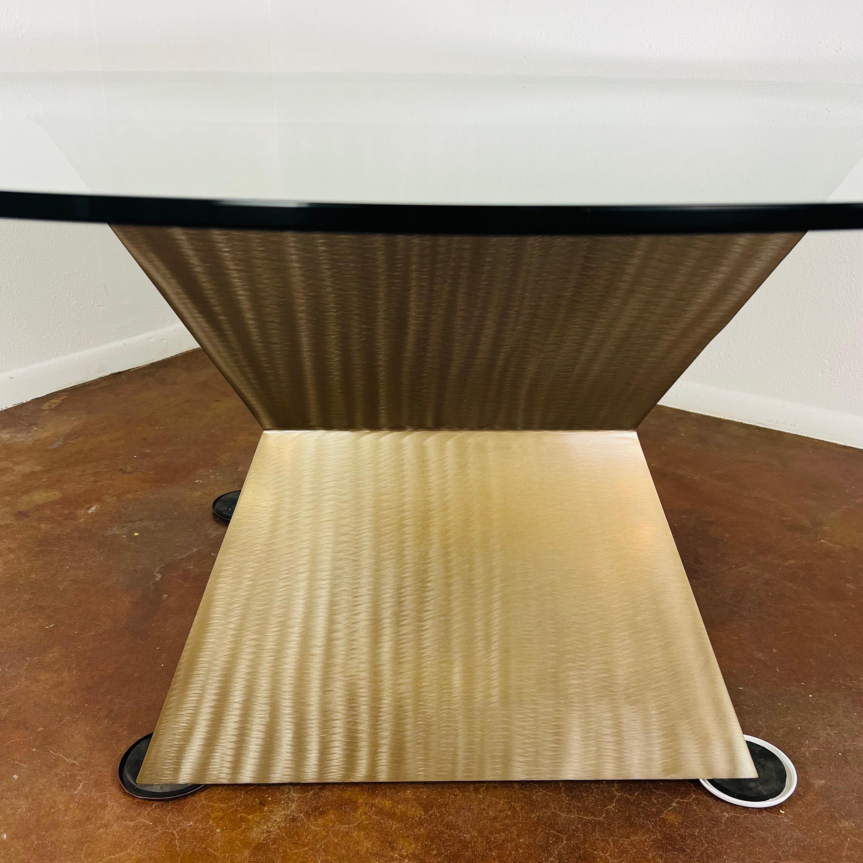 Geometric Metal Pedestal Base Dining Table 7