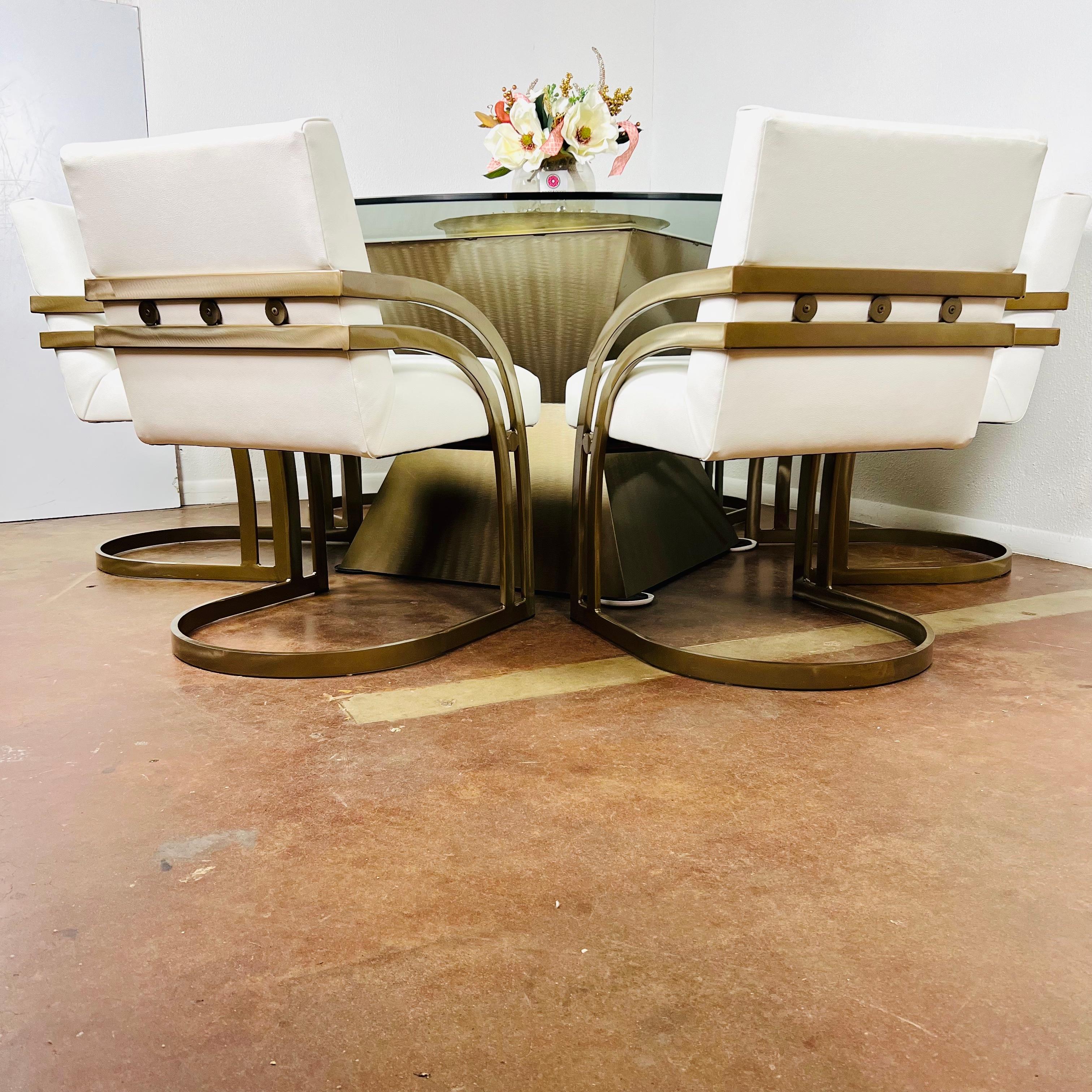 Geometric Metal Pedestal Base Dining Table 10
