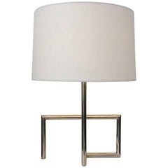 Geometric Metal Table Lamp, circa 1970, Italy