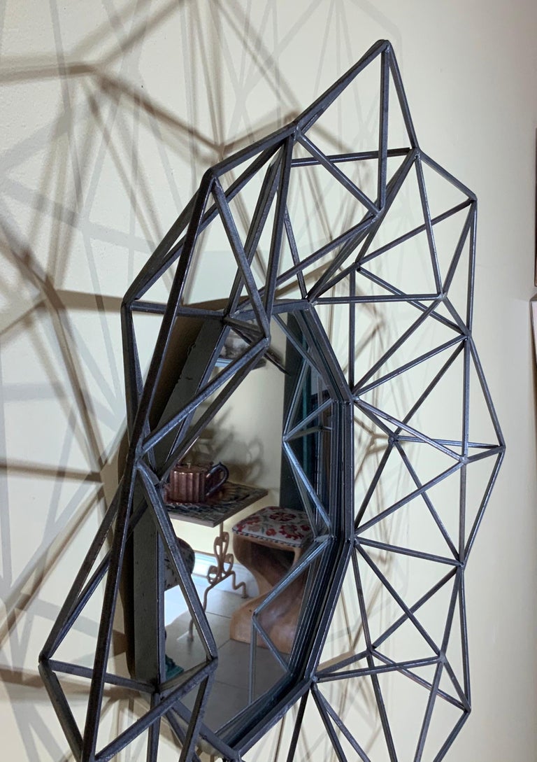 Geometric Metal Wall Hanging Mirror For Sale at 1stDibs metal wall