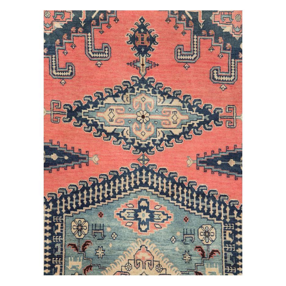 Rustic Geometric Mid-20th Century Handmade Persian Veece Large Room Size Carpet For Sale