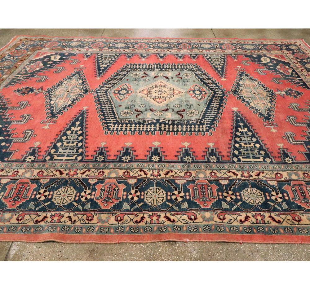 Geometric Mid-20th Century Handmade Persian Veece Large Room Size Carpet For Sale 2