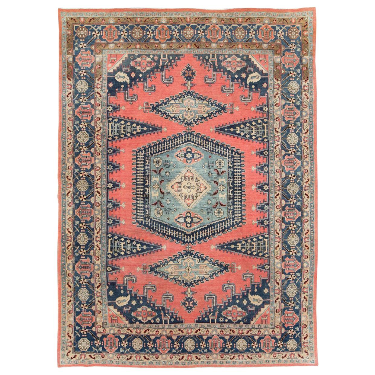 Geometric Mid-20th Century Handmade Persian Veece Large Room Size Carpet For Sale