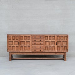 Geometric Mid-Century Brutalist Dutch Sideboard Cabinet