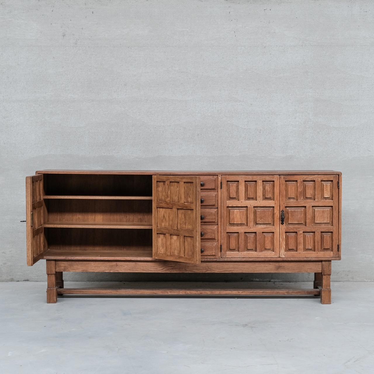 Mid-Century Modern Geometric Mid-Century Brutalist Dutch Sideboard Cabinet