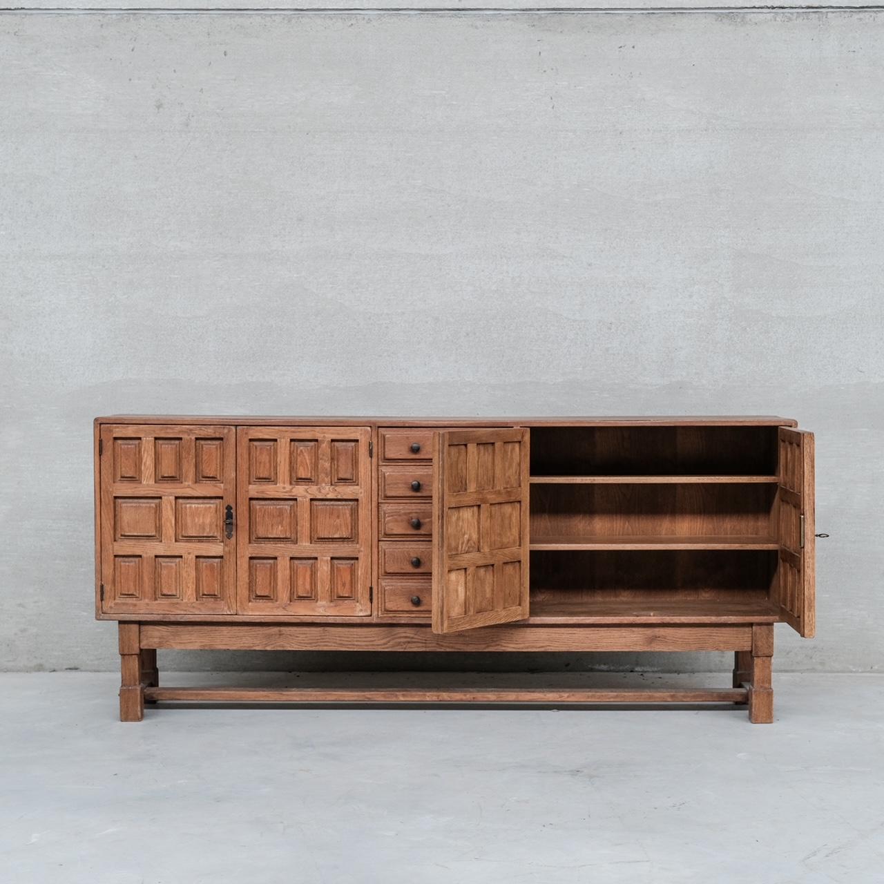 Geometric Mid-Century Brutalist Dutch Sideboard Cabinet In Good Condition For Sale In London, GB