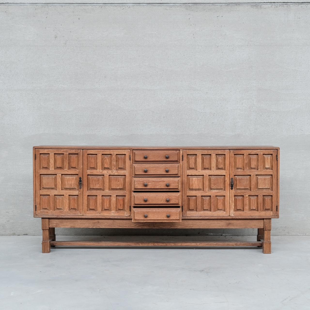 Late 20th Century Geometric Mid-Century Brutalist Dutch Sideboard Cabinet For Sale