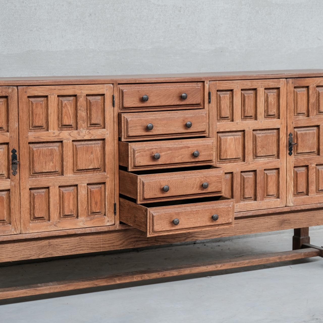 Wood Geometric Mid-Century Brutalist Dutch Sideboard Cabinet