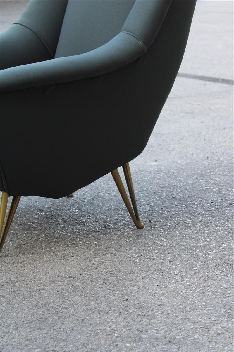 Geometric minimal Isa Bergamo armchair midcentury Italian design aluminum feet.