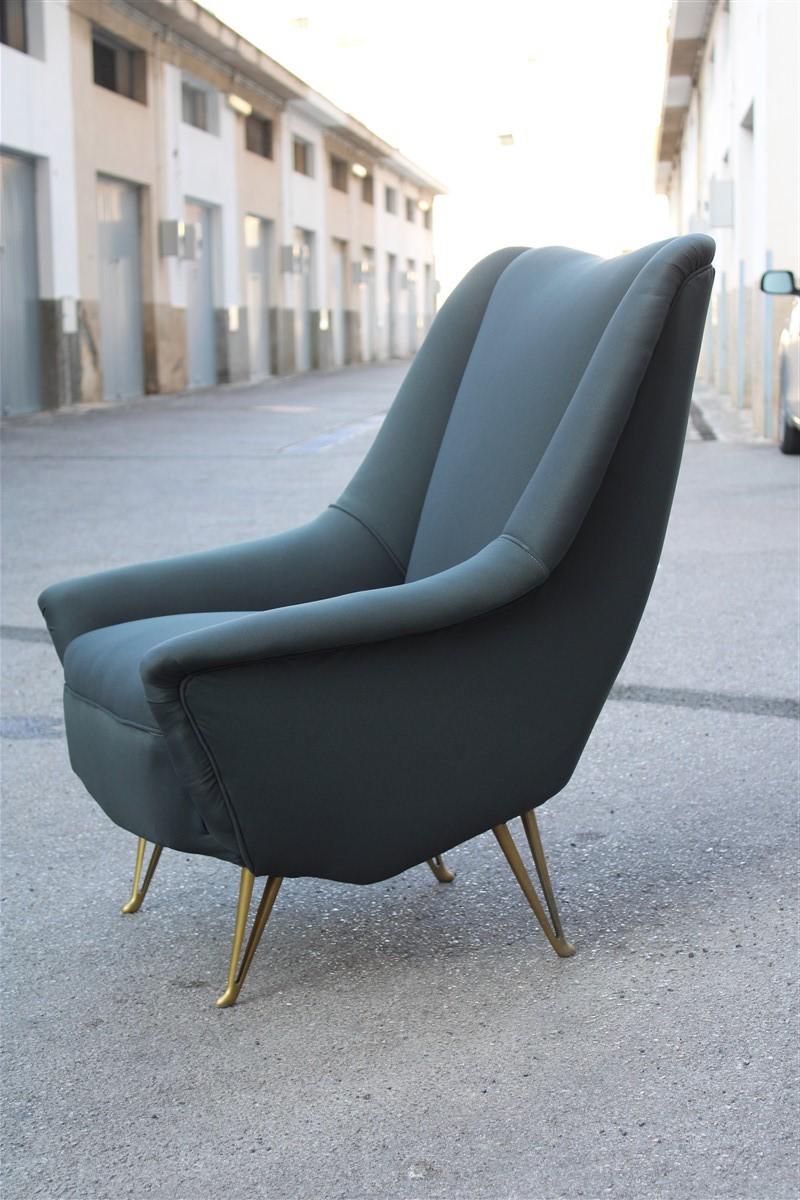 Geometric Minimal Isa Bergamo Armchair Midcentury Italian Design Aluminum Feet 3