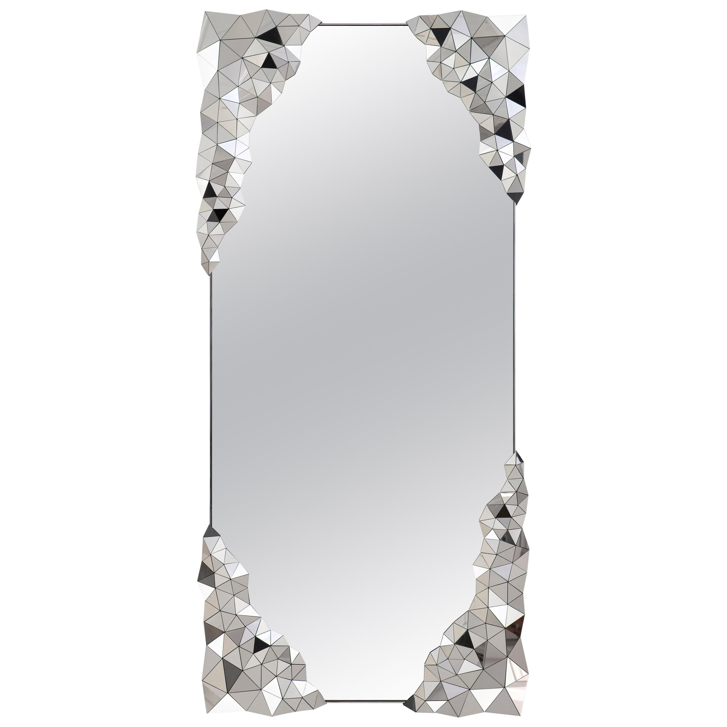 Geometric Mirror in Polished Stainless Steel by Jake Phipps For Sale