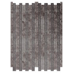 Alfombra tejida a mano con forma geométrica de diseño moderno Arts & Craft Gris Oscuro