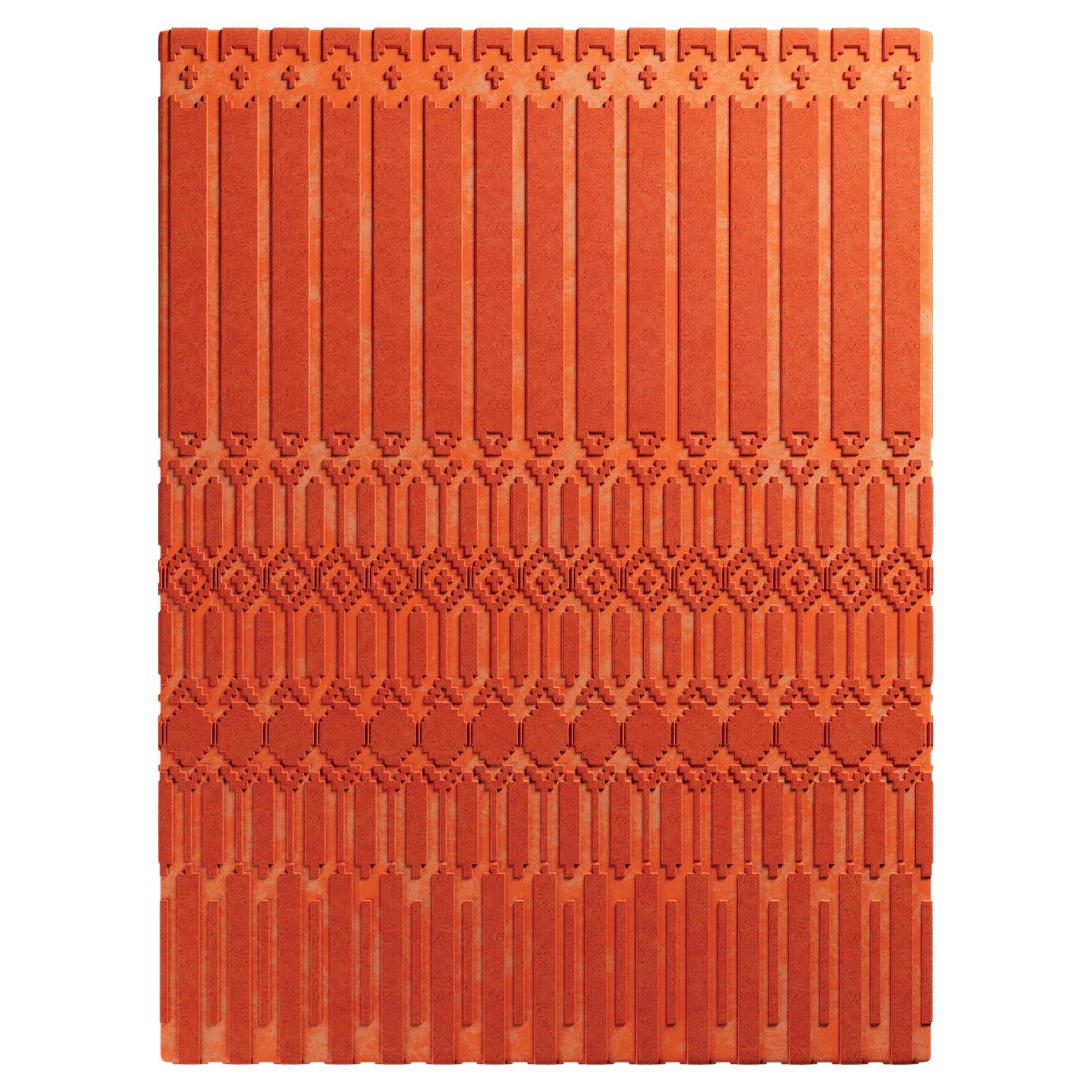 Modern Arts & Craft Design Geometrisch Geformt Handgetufteter Teppich Orange im Angebot