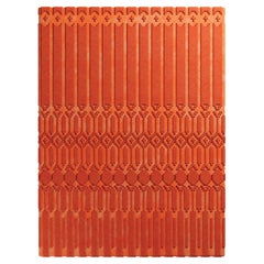 Modern Arts & Craft Design Geometric Shaped Hand-Tufted Rug Orange