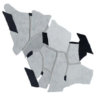 21h Century Modern Memphis Style Wave Hand-Tufted Rug Burgundy, Pink ...