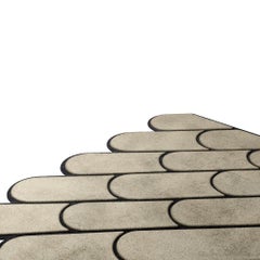 Modern Geometric Shaped Hand-Tufted Rug Fishbone Pattern Pastel Black & Cream