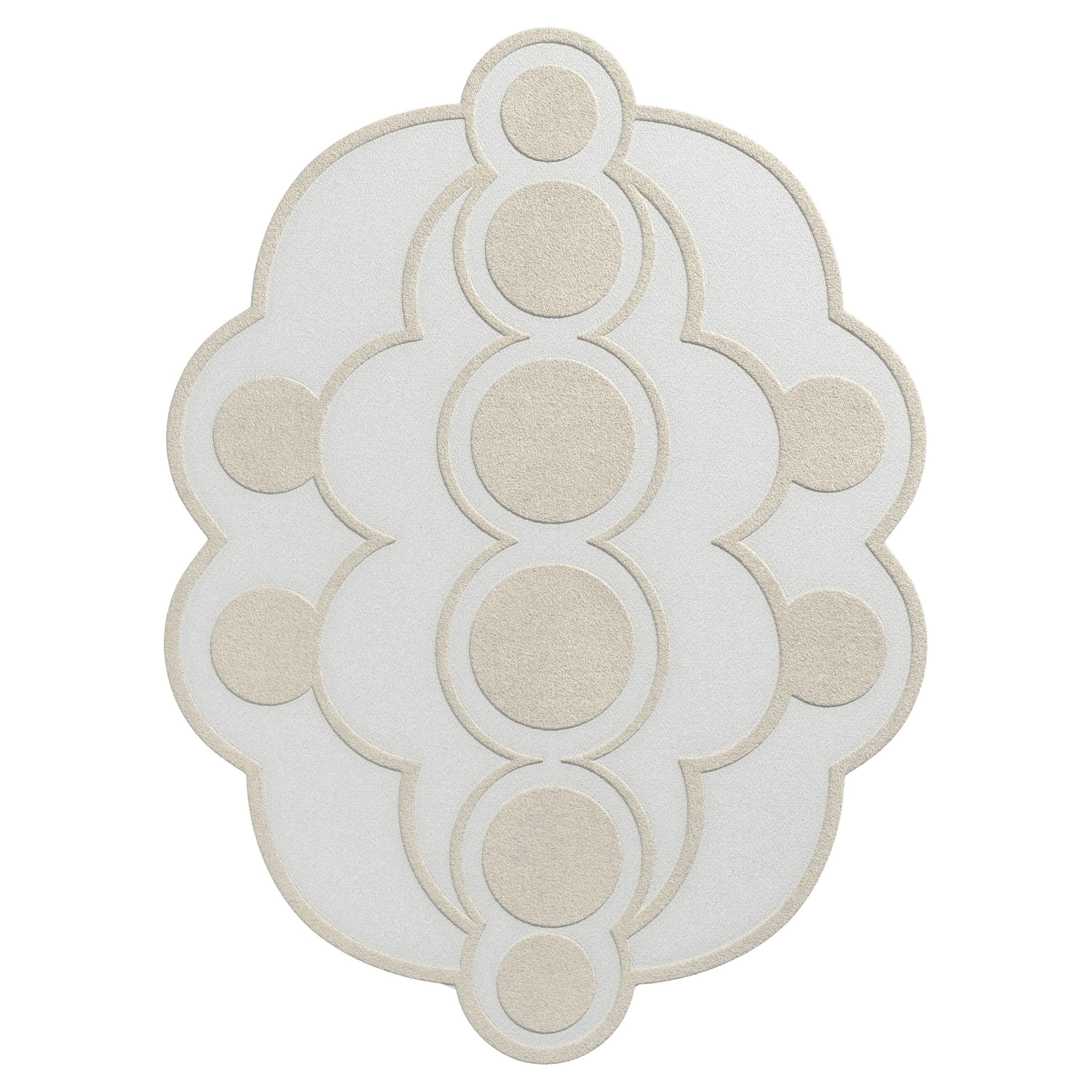 21th Century Modern Design Irregular Organic Shaped Hand-Tufted Rug Pastel Beige For Sale